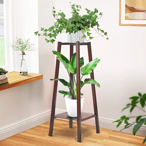 Arlmont & Co. Samaira Rectangular MultiTiered Bamboo Plant Table Wayfair